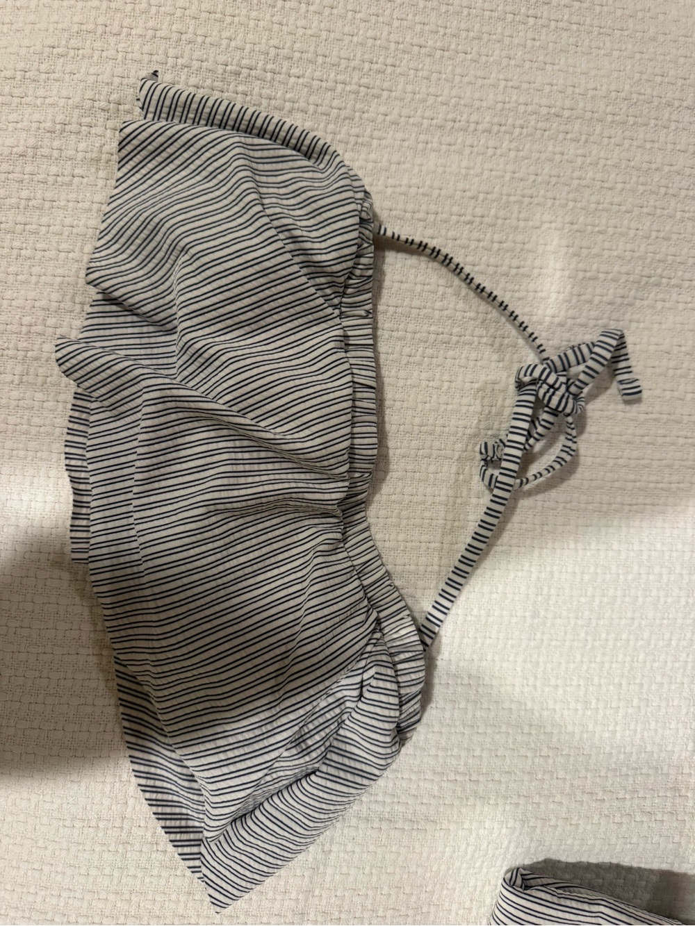 Xhilaration White and Black Striped Bikini Top